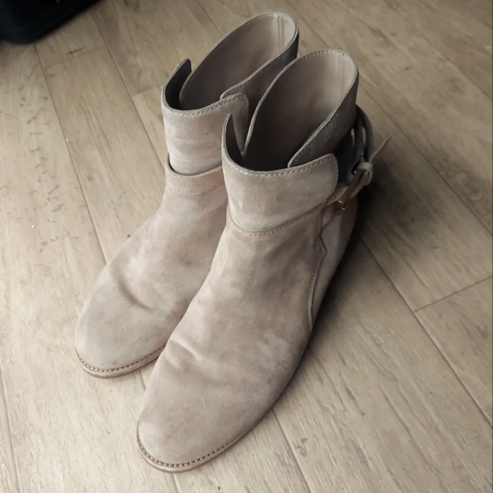 10m Tory Burch Brooke Ankle Bootie Beige Suede Moto Boots Womens‎